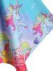 Plus Size Unicorn Musical Notes Handkerchief Tie Modest Tankini Swimwear -  