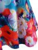 T-shirt Tunique Ombré Papillon Fleur de Grande Taille à Lacets - Noir 5X