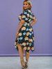 Plus Size Floral Print Handkerchief Midi Cottagecore Dress -  