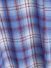 Robe à Carreaux Imprimée à Epaule Dénudée avec Nœud Papillon - Bleu clair XXXL