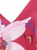 Débardeur Tunique Découpé à Bretelle Nouée Motif de Fleur de Grande Taille - Rose clair L