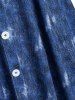 Plus Size Buttons Denim Pattern Midi Dress -  