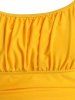 Maillot de Bain Bikini Plissé Au Poitrine en Vichy - Jaune M