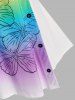 Plus Size Butterfly Print Tunic Irregular Tee -  