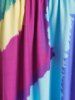 Plus Size Tie Dye Lace Criss Cross Tunic Tank Top -  