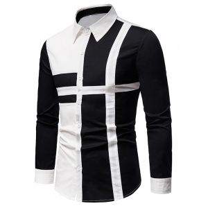 

Button Up Cross Print Contrast Shirt, White