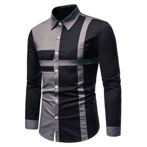 

Button Up Cross Print Contrast Shirt, Gray