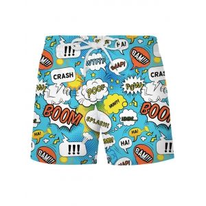 

Graphic Pop Art Print Shorts, Day sky blue