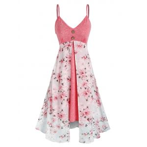 

Floral Print Overlay Midi Dress, Light pink