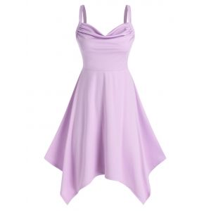 

Cowl Neck Midi Handkerchief Dress, Light purple