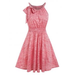 

Bowknot Space Dye Flare Dress, Light pink