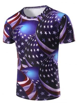 American Flag 3D Printed Short Sleeve T-shirt