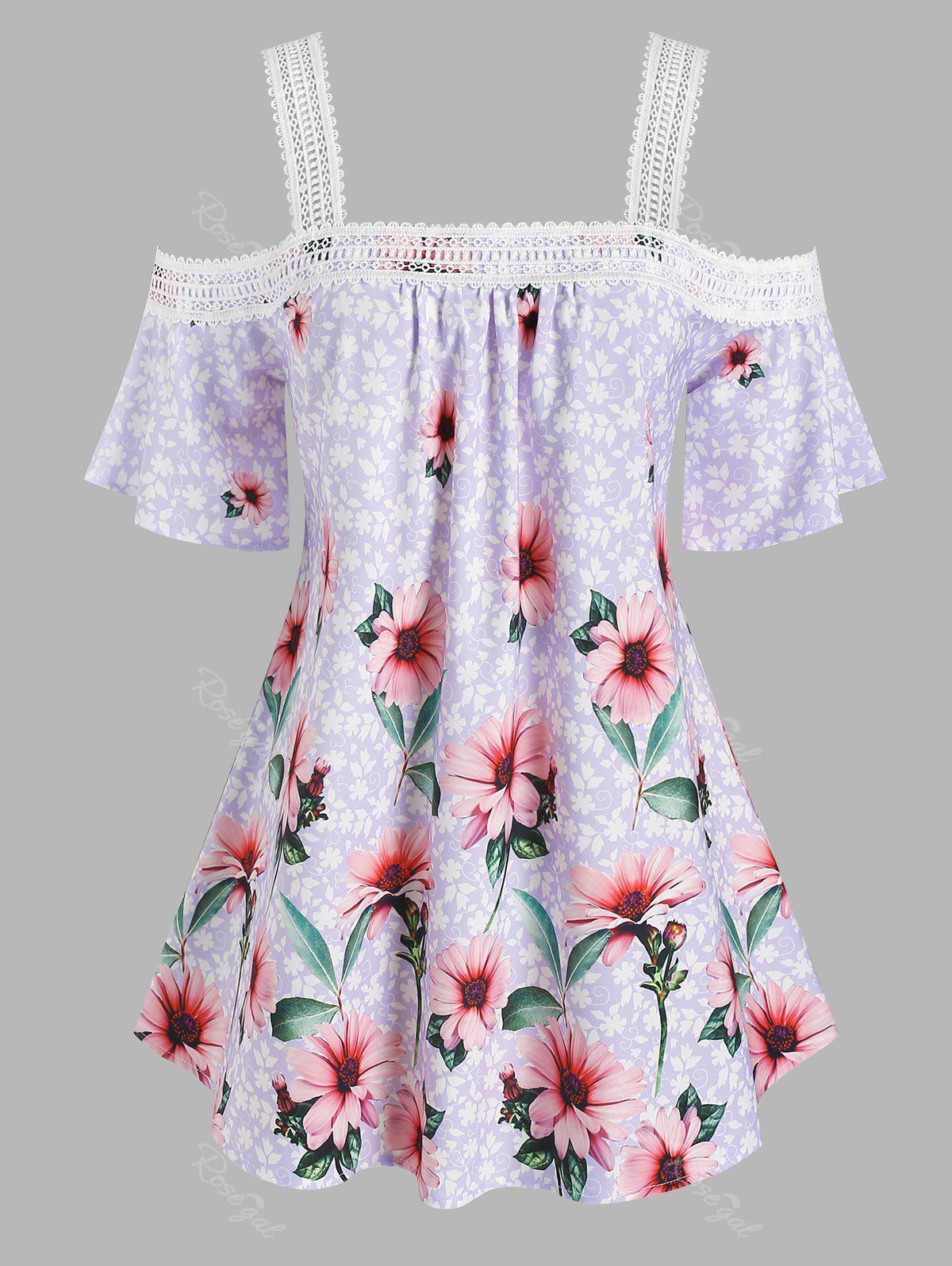 Outfit Plus Size & Curve Cold Shoulder Floral Print Blouse  