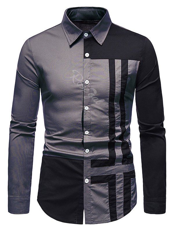 Unique Cross Print Contrast Button Up Shirt  