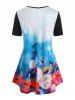 Plus Size Ombre Butterfly Flower Lace-up Binding Tee -  