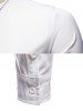 Metallic Thread Embroidered Button Up Asymmetrical Shirt -  