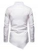 Metallic Thread Embroidered Button Up Asymmetrical Shirt -  
