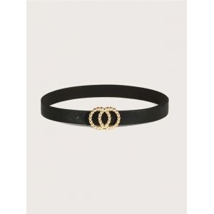 

Double Circle Decorative Buckle Belt, Black