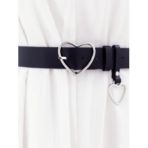 

Heart Shape Pin Buckle Pendant Belt, Black