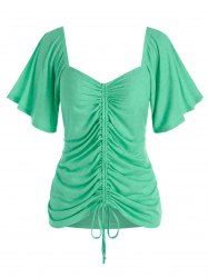 Plus Size & Curve Cinched Flare Sleeve Tee -  