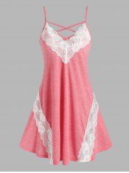 Crisscross Lace Panel Cutout Lounge Dress -  