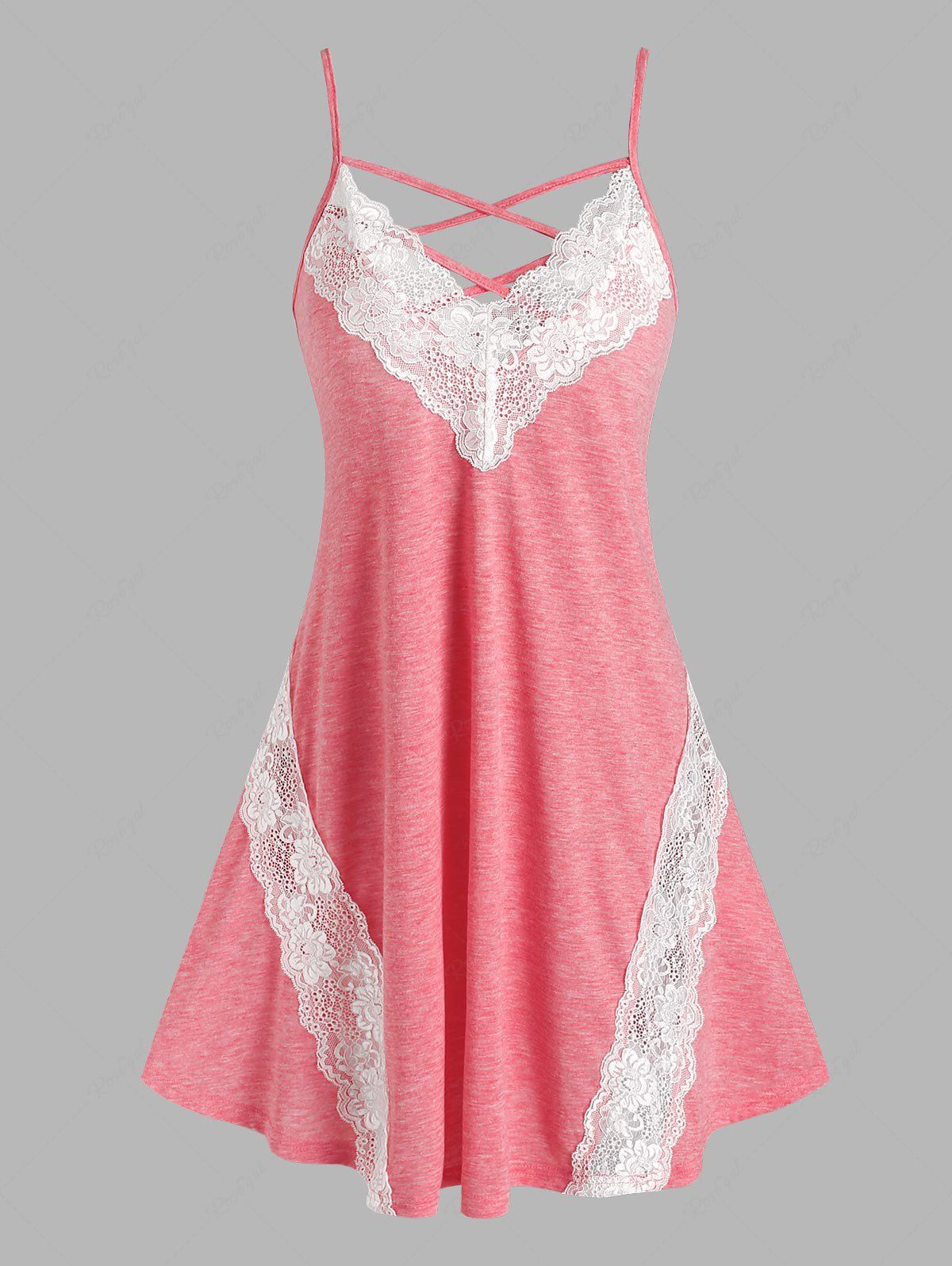 Hot Crisscross Lace Panel Cutout Lounge Dress  
