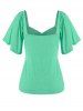 Plus Size & Curve Cinched Flare Sleeve Tee -  
