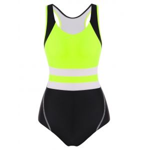 

Neon Colorblock Racerback Cutout One-piece Swimsuit, Yellow