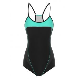 

Binding Racerback Contrast Colorblock One-piece Swimsuit, Green