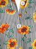 Chemise Rayée à Imprimé Tournesol de Grande Taille - Jaune L