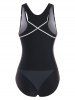 Contrast Piping Colorblock Racerback One-piece Swimsuit -  