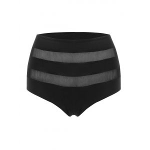 

Mesh Panel Full Coverage Bikini Bottom, Black