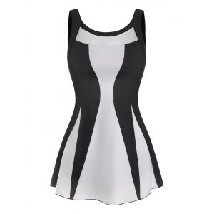 

Colorblock Mesh Splicing Tankini Swimwear, White