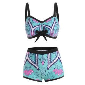 

Bohemian Flower Print Bowknot Bikini Set, Multi