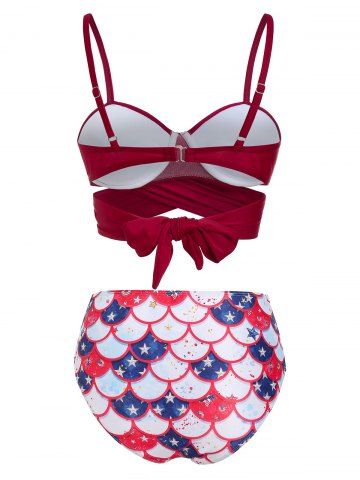 Mermaid Star Print Padded Knotted Wrap Bikini Set