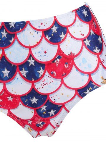 Mermaid Star Print Padded Knotted Wrap Bikini Set