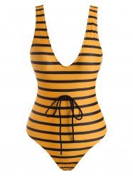 Scoop Striped Low Back One-piece Swimsuit -  