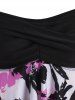 Twisted Flower Print Handkerchief Tankini Swimwear -  