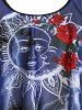 Sun Moon Rose Flower Print Criss-cross Padded Tankini Set -  