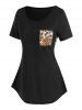 Leopard Print Pocket Short Sleeve T-shirt -  