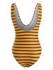 Scoop Striped Low Back One-piece Swimsuit -  