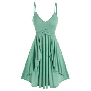 

Spaghetti Strap Overlay Casual Dress, Light green
