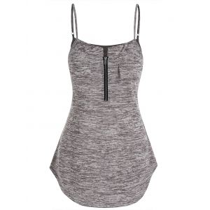 

Marled Half Zip Cami Tank Top, Battleship gray