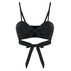 

Bowknot Detail Cut Out Padded Swim Bra, Black