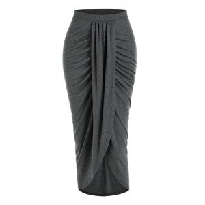 

Draped Slit Front Bodycon Skirt, Dark gray