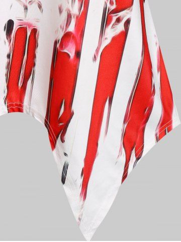 American Flag Skull Print Lace Insert Handkerchief Tank Top