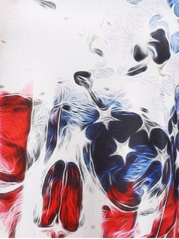 American Flag Skull Print Lace Insert Handkerchief Tank Top