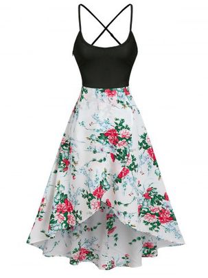 Floral Print Overlap Maxi Dress