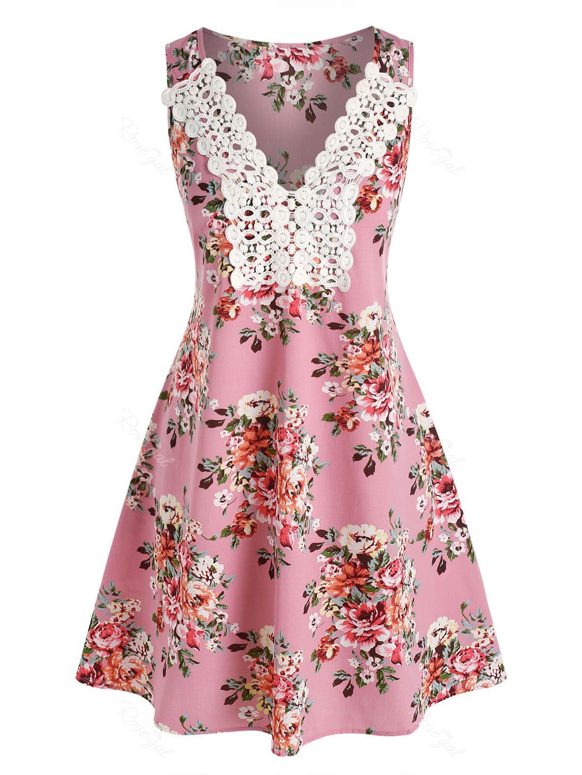 New Floral Printed Embroidery Lace Cottagecore Dress  