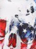 American Flag Skull Print Lace Insert Handkerchief Tank Top -  